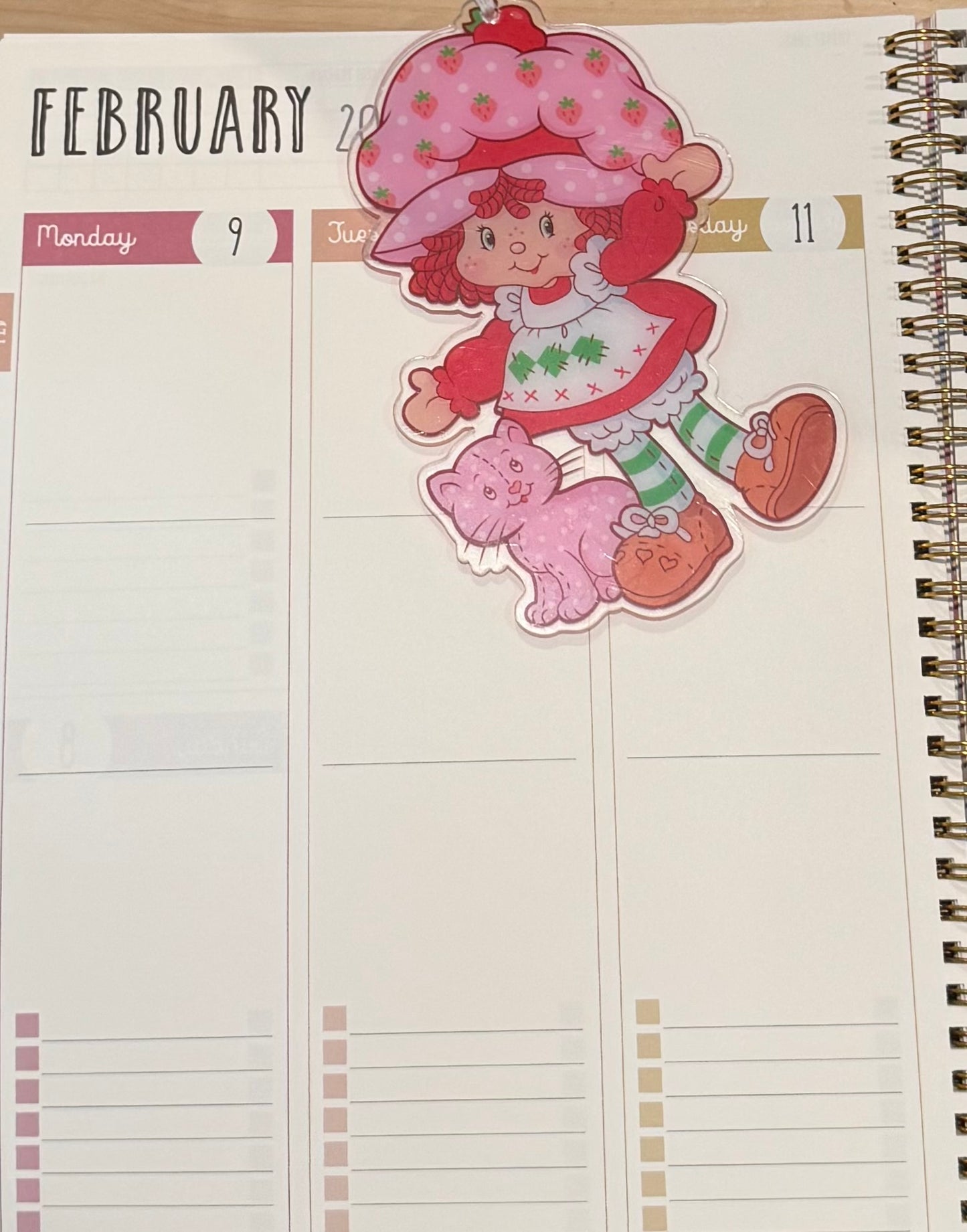 STRAWBERRY GIRL ACRYLIC BOOKMARK CHARM