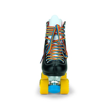 Come to Fresa's Roller Skate shop in Las Vegas and get your Moxi skates Rainbow Raider Black.   These Black Moxi Skate Rainbow Raider are ready for outdoor skating.  Cruise around Las Vegas Art District or come and skate in our indoor skate ramp. Fresa's Roller Skate Shop the one skate shop in Las Vegas.  We build custome shoe roller skate, roller Skate Classes and Roller Blade classes.